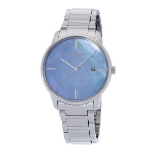 Home citizen eco drive blue mother of pearl dial stainless steel men's watch bm7520 88n