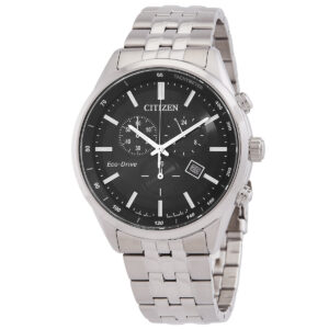 citizen eco drive chronograph black dial men's watch at2570 56e