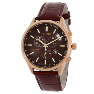 citizen eco drive chronograph brown dial men's watch at2573 07x