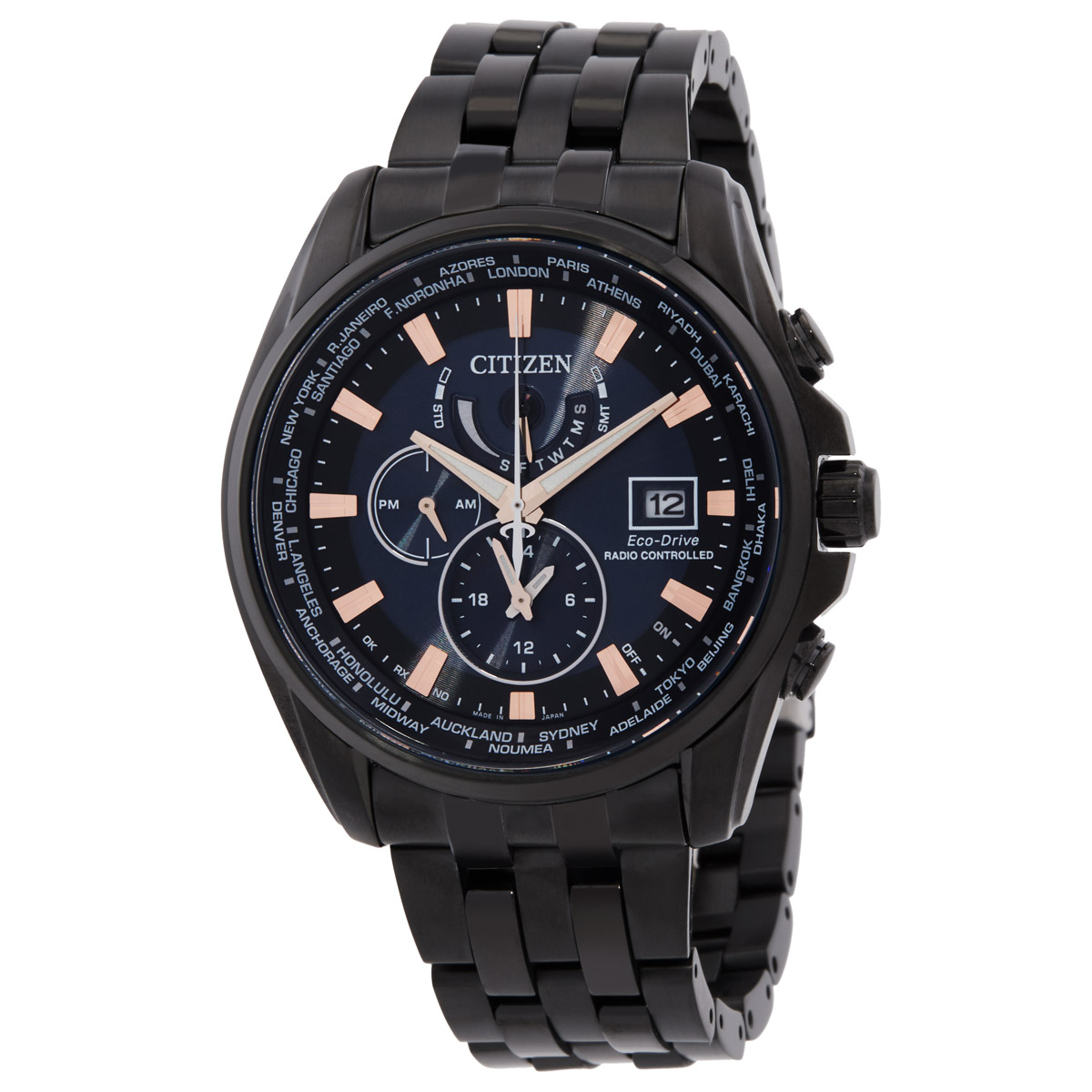 citizen eco drive perpetual alarm world time gmt black dial men's watch at9039 51l citizen eco drive perpetual alarm world time gmt black dial men's watch at9039 51l