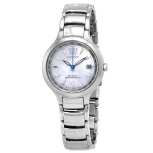 Home citizen eco drive perpetual world time mother of pearl dial ladies watch ec1170 85d