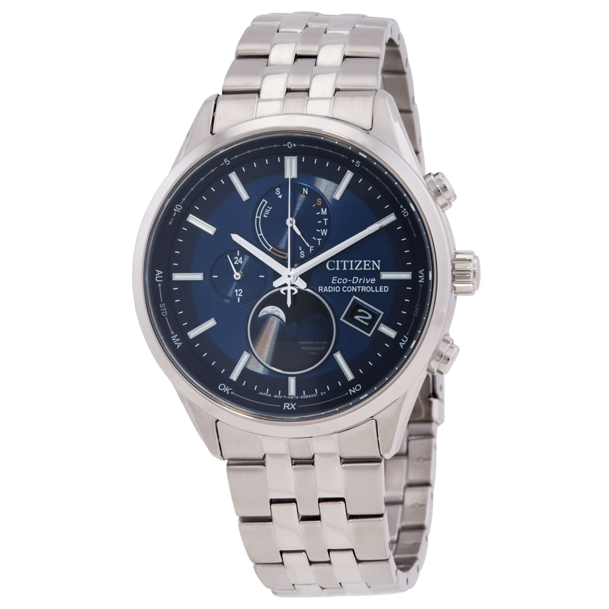 citizen eco drive radio controlled moon phase blue dial men's watch by1030 50l citizen eco drive radio controlled moon phase blue dial men's watch by1030 50l