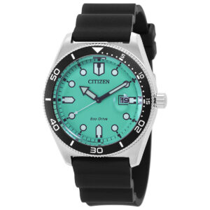 citizen eco drive turquoise dial men's watch aw1760 14x