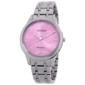 Home citizen elegance eco drive pink dial ladies watch em0411 71x