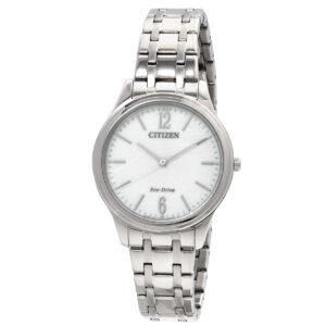 Home citizen elegance eco drive white dial ladies watch em0411 71a