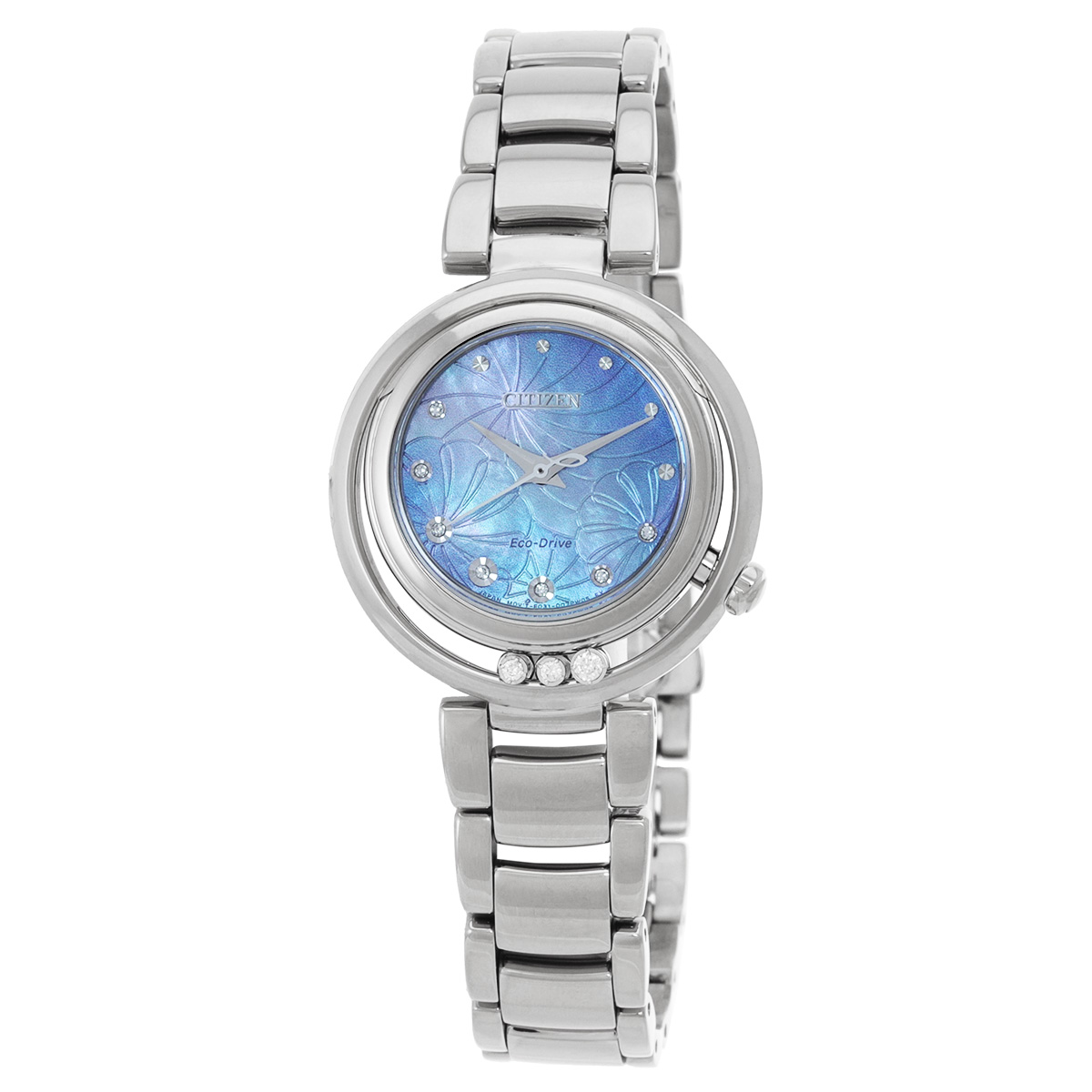 citizen l eco drive diamond mother of pearl blue dial ladies watch em1110 81n citizen l eco drive diamond mother of pearl blue dial ladies watch em1110 81n