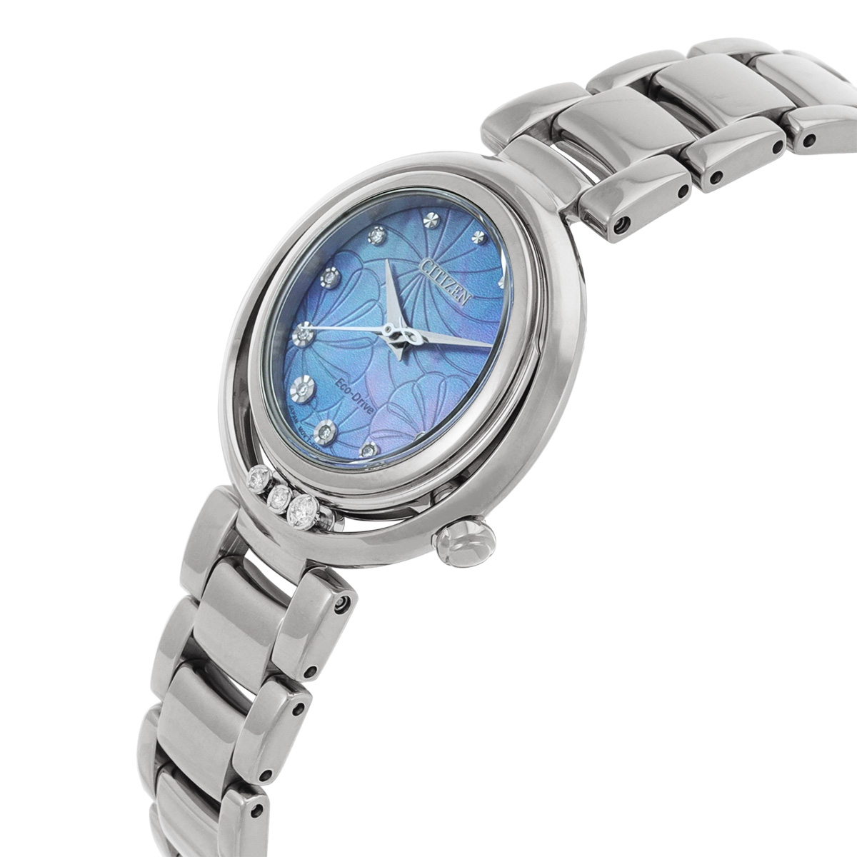 citizen l eco drive diamond mother of pearl blue dial ladies watch em1110 81n citizen l eco drive diamond mother of pearl blue dial ladies watch em1110 81n
