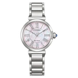 Home citizen l eco drive mother of pearl dial ladies watch em1060 87y
