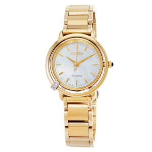 Home citizen l eco drive mother of pearl dial ladies watch em1092 64d