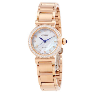 Home citizen l mae diamond white mother of pearl dial ladies watch em1123 89d