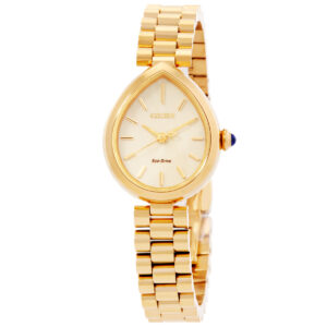 Home citizen l rainell eco drive gold dial ladies watch em1202 50p