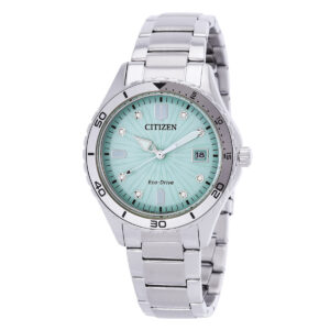 Home citizen marine lady crystal eco drive green dial watch fe6170 88l