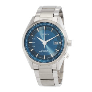 citizen perpetual world time gmt eco drive blue dial men's watch cb0270 87l
