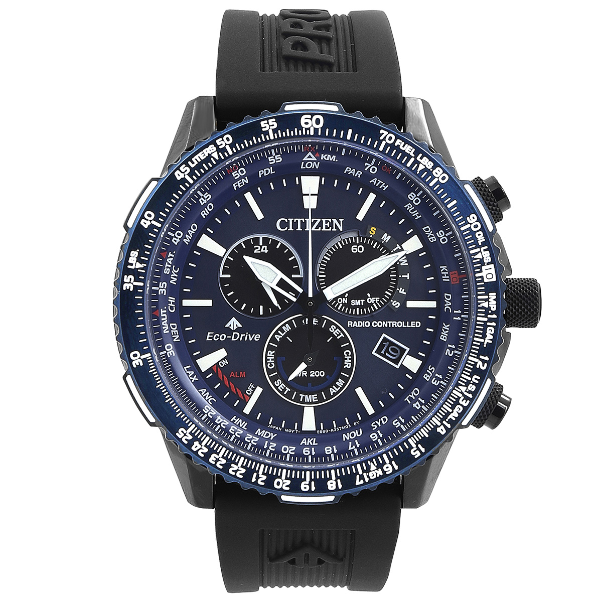 citizen promaster air a t perpetual alarm world time chronograph gmt blue dial men's watch cb5006 02l citizen promaster air a t perpetual alarm world time chronograph gmt blue dial men's watch cb5006 02l