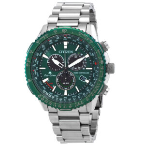 citizen promaster air a t world time chronograph gmt green dial men's watch cb5004 59w