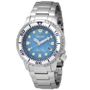 citizen promaster dive eco drive light blue dial men's watch bn0165 55l