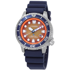 citizen promaster dive eco drive orange dial men's watch bn0169 03x