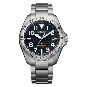 citizen promaster gmt eco drive black dial men's watch bj7150 50e
