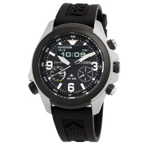 citizen promaster land chronograph analog digital black dial men's watch jv100707e