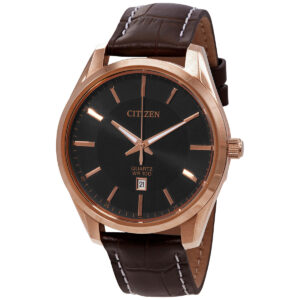 Home citizen quartz black dial brown leather ladies watch bi1033 04e