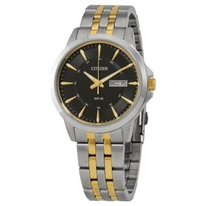 Витрина citizen quartz black dial two tone men's watch bf2018 52e