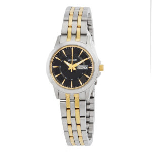 Home citizen quartz black dial two tone ladies watch eq0608 55e