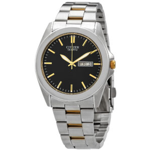 Витрина citizen quartz black dial two tone men's watch bf0584 56e