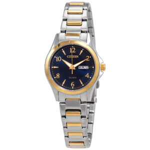 Home citizen quartz blue dial two tone ladies watch eq0595 55l