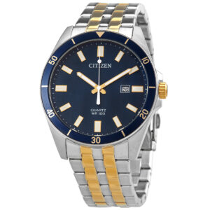 Витрина citizen quartz blue dial two tone men's watch bi5054 53l