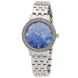 Home citizen quartz crystal blue mother of pearl dial ladies watch el3100 55n