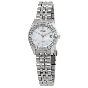 Home citizen quartz crystal mother of pearl dial ladies watch eu6060 55d