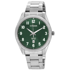 citizen quartz green dial stainless steel men's watch bi1031 51x