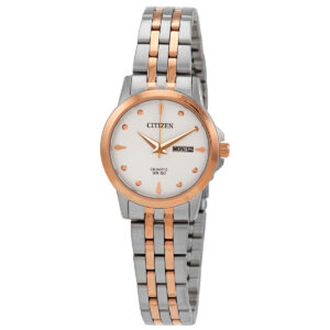 Home citizen quartz silver dial two tone ladies watch eq0605 53a