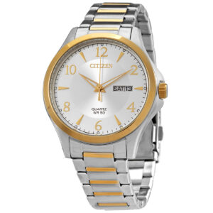 Витрина citizen quartz silver dial two tone men's watch bf2005 54a