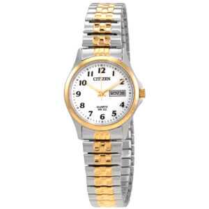 Home citizen quartz white dial stainless steel expansion ladies watch eq2004 95a