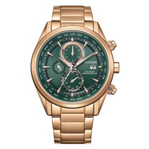 Витрина citizen radio controlled perpetual world time chronograph green dial men's watch at8263 87x