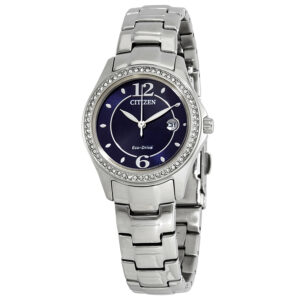 Home citizen silhouette crystal eco drive blue dial stainless steel ladies watch fe1140 86l
