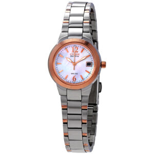 Home citizen silhouette eco drive mother of pearl dial two tone stainless steel ladies watch ew1676 52d