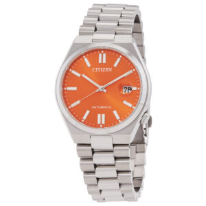 citizen tsuyosa automatic orange dial men's watch nj0151 53z