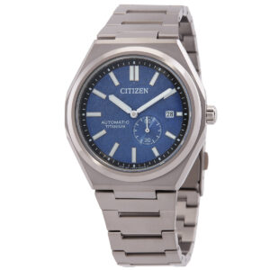citizen zenshin automatic blue dial men's watch nj0180 80l