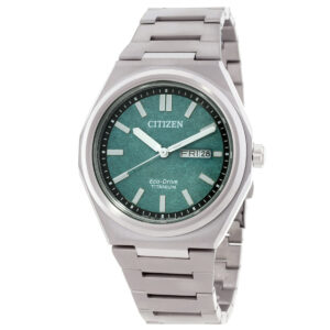 citizen zenshin three hand green dial men's watch aw0130 85x