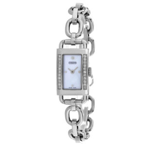 coach mother of pearl silver quartz mother of pearl dial ladies watch 14500465