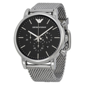 Home emporio armani classic chronograph black dial men's watch ar1808