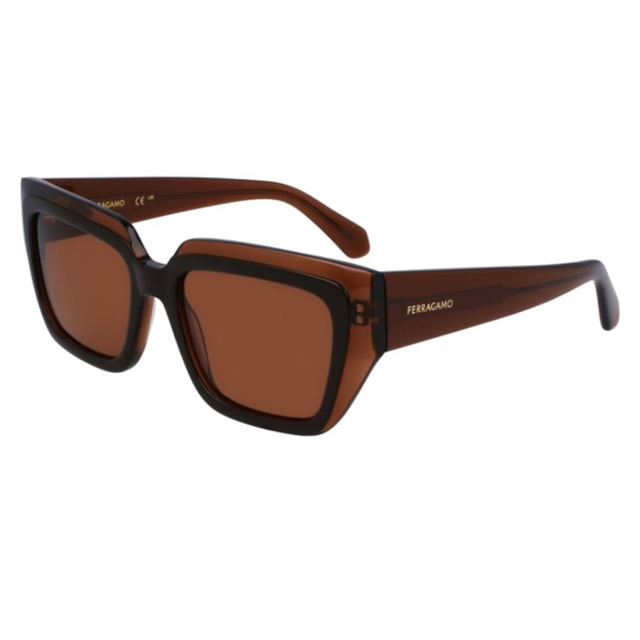 ferragamo brown square ladies sunglasses sf2002s 233 55 ferragamo brown square ladies sunglasses sf2002s 233 55