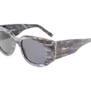 Home ferragamo grey oval ladies sunglasses sf1053s 039 52