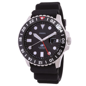fossil blue gmt quartz black dial men's watch fs6036