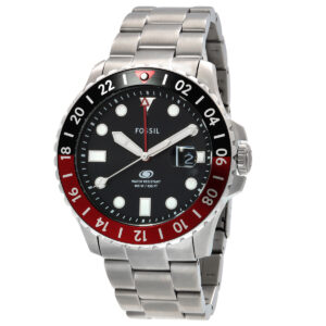 Home fossil blue gmt quartz black dial coke bezel men's watch fs6092