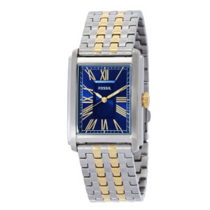 Home fossil carraway quartz blue dial two tone men's watch fs6010