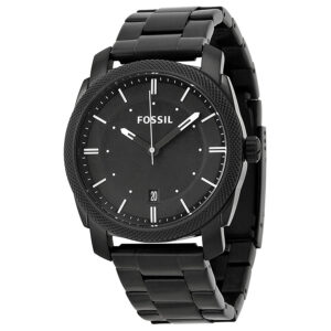 fossil machine black dial black plated men's watch fs4775