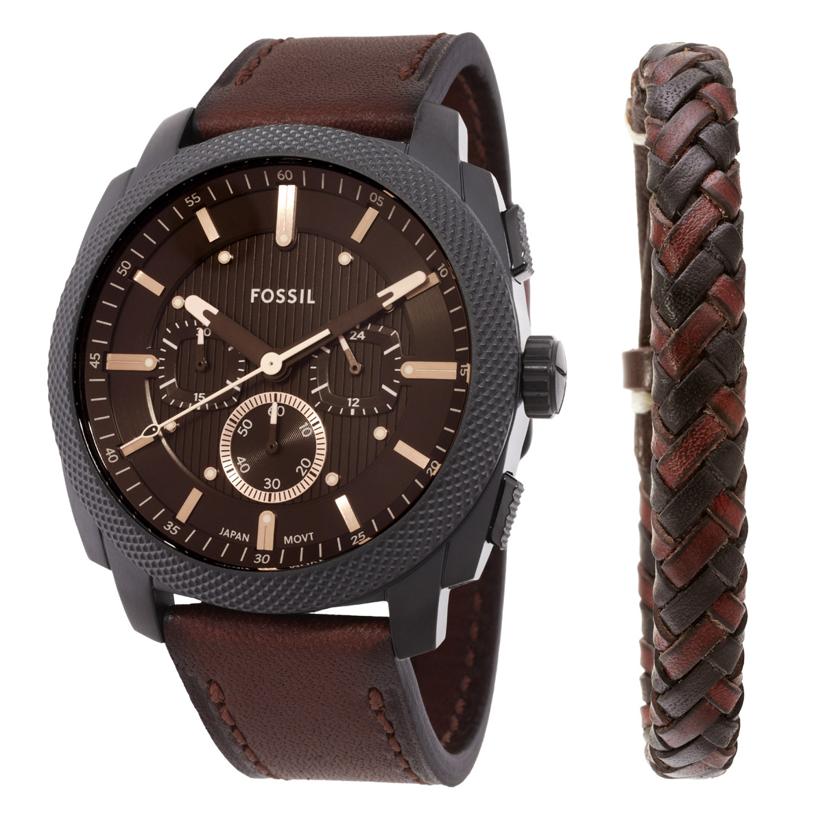 fossil machine chronograph quartz men's watch and bracelet set fs6102set fossil machine chronograph quartz men's watch and bracelet set fs6102set